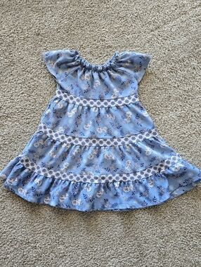 Frozen Elsa Blue Floral Tiered Kids Dress